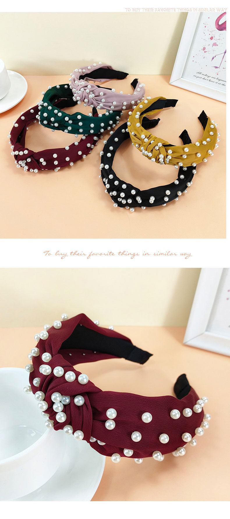 new retro pearl knotted hairband simple widebrimmed hair accessories NHUX560920picture4