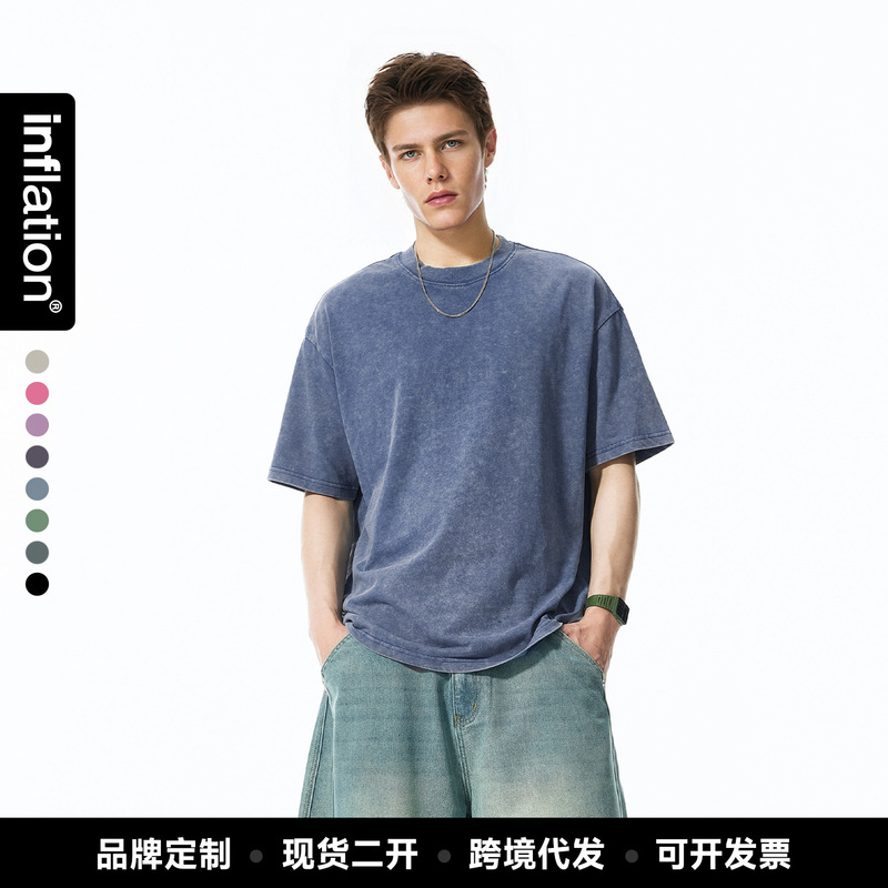 Jie Zhan Men's Clothing | Snowflake T-Shirt 26 Spring/Summer New Collection 270g Pure Cotton Washed Vintage Oversize Men's Short Sleeve.