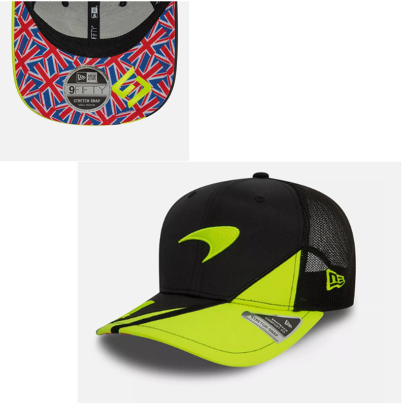 2025F1 perimeter McLaren Team Car Riding Hat Curved Edge Béisbol gorra de boca de duck protector solar plano Edge logotipo de coche