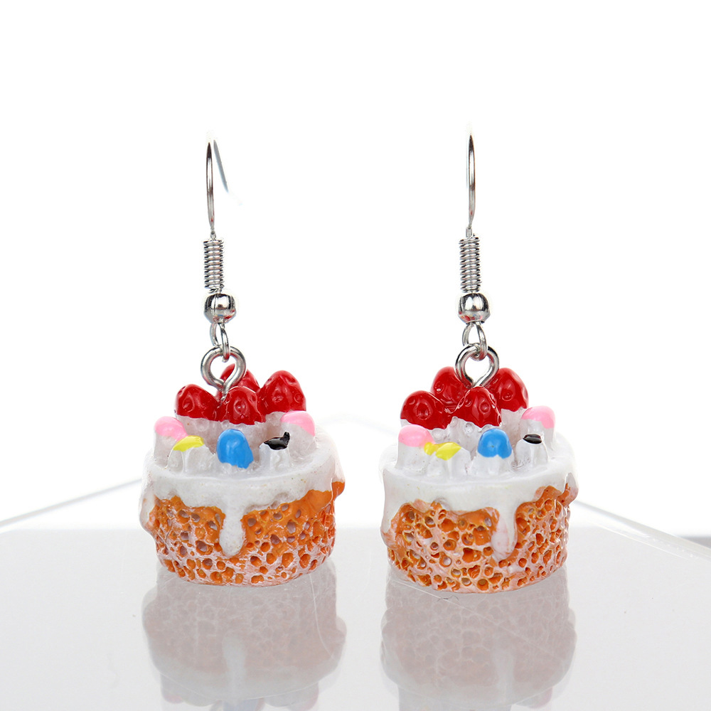 1 Pair Lady Sweet Simple Style Cake Plastic Resin Drop Earrings display picture 4