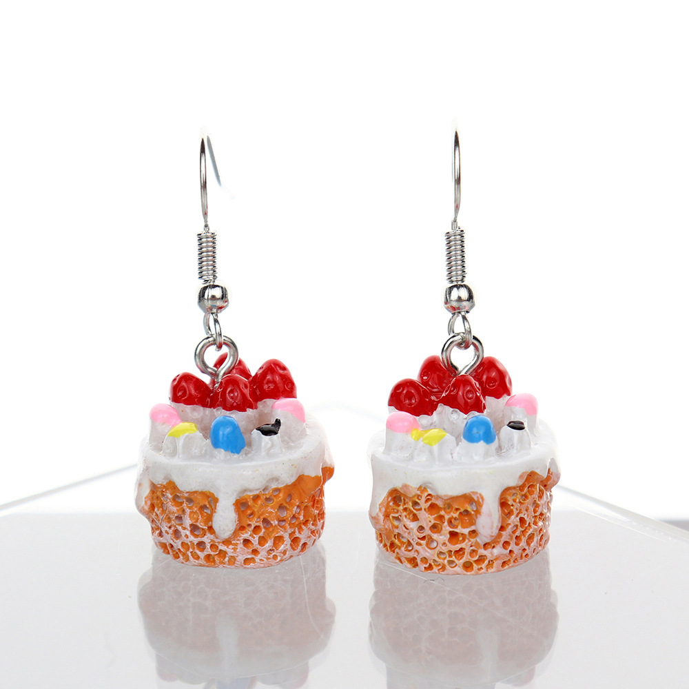 1 Paire Dame Sucré Style Simple Gâteau Plastique Résine Boucles D'oreilles display picture 4