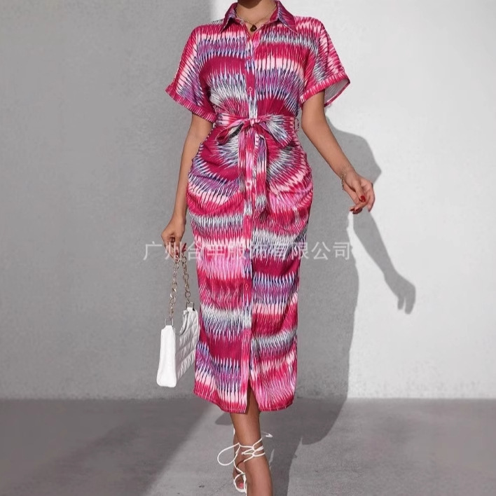 2025 summer women's clothing Amazon independent station European and American striped lace-up cardigan one-step skirt foreign trade striped lace-up skirt 2025 summer women's clothing Amazon independent station European and American striped lace-up cardigan one-step skirt foreign trade striped lace-up skirt