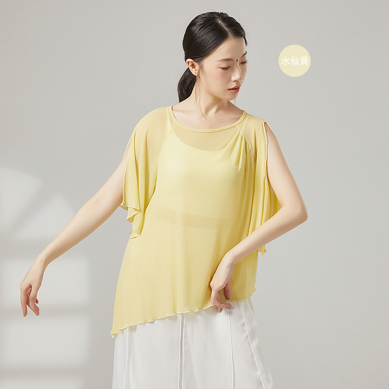 古典舞练功服夏宽松纱衣仙气飘逸舞蹈服演出服练功服上衣|undefined