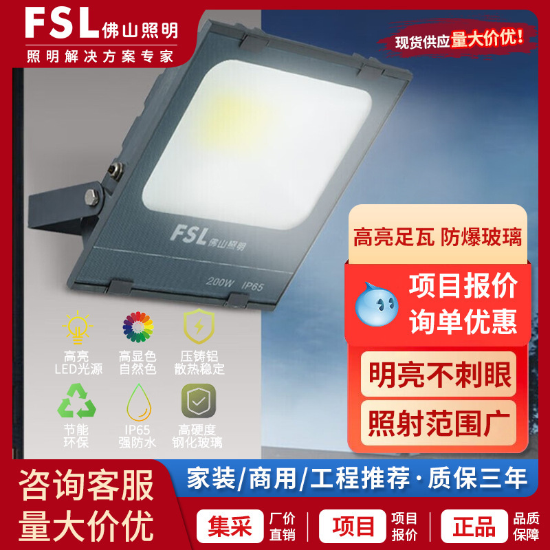 Fsl Foshan Lighting Led Floodlight High Power 100W200W Courtyard Spotlight Outdoor Advertising Floodlight
