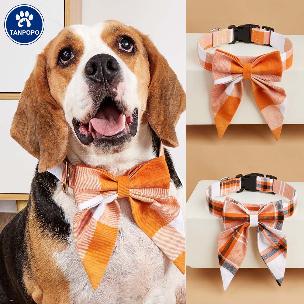 Tanpopo Cross-border nuevo collar de perro pajarita de mascota mariposa de algodón nudo desmontable collar de celosía de perro
