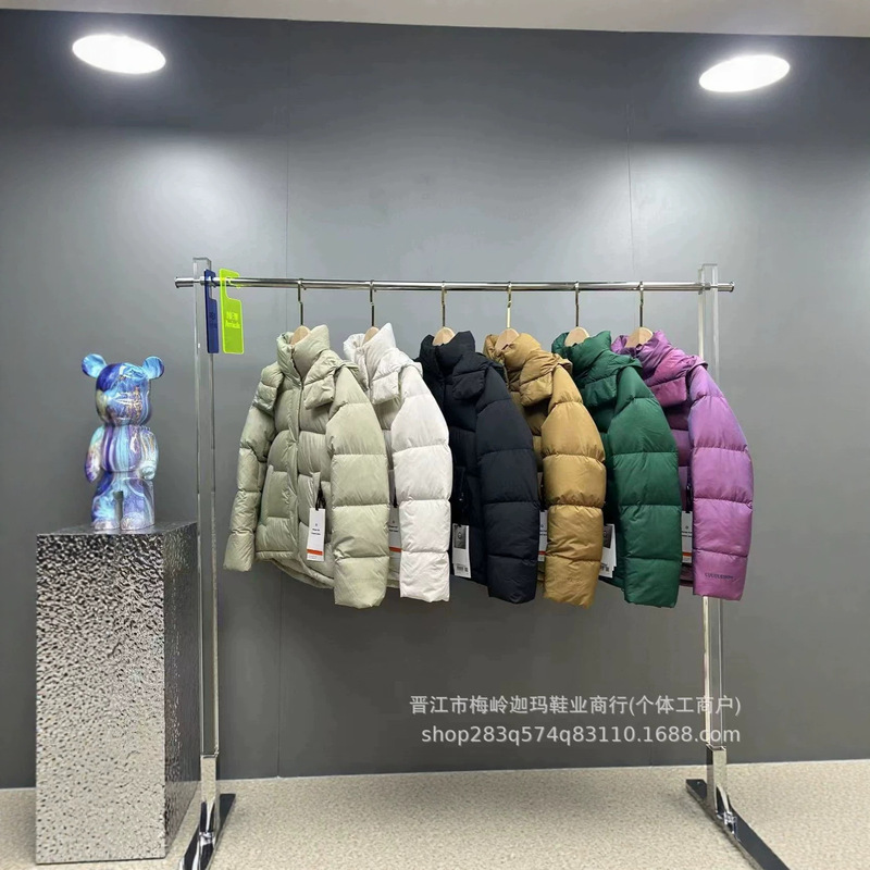 Winter Lulu Five-Compartment Puffer Fitness Short Warm Cold-Resistant Goose down Hooded Detachable Jacket Puffer Coat
