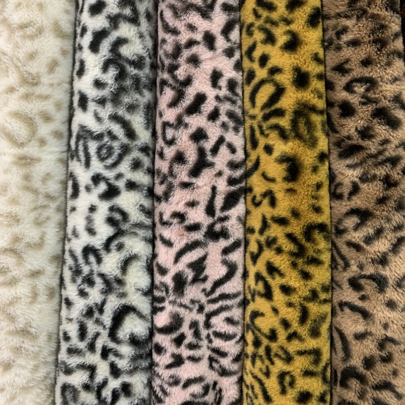 现货小兔毛印花豹纹老虎纹 长毛绒服装玩具抱枕箱包布 兔毛面料