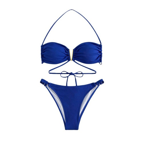 2025 Western-style sexy strapless beach bikini separates women's three-piece swimsuit