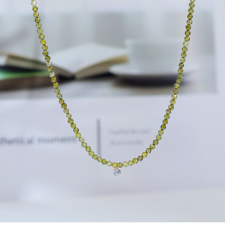 Fashion Geometric Titanium Steel Beaded Zircon Necklace