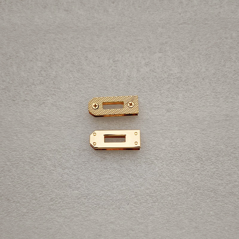 Accesorios metálicos rectangulares de placa de bloqueo doble D gancho de tornillo de bloqueo arco pequeño platino Kelly bolso de mujer tornillo de clavo