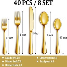 跨境亚马逊不锈钢刀叉勺牛排刀叉礼品套装刀叉勺40件套餐具套装