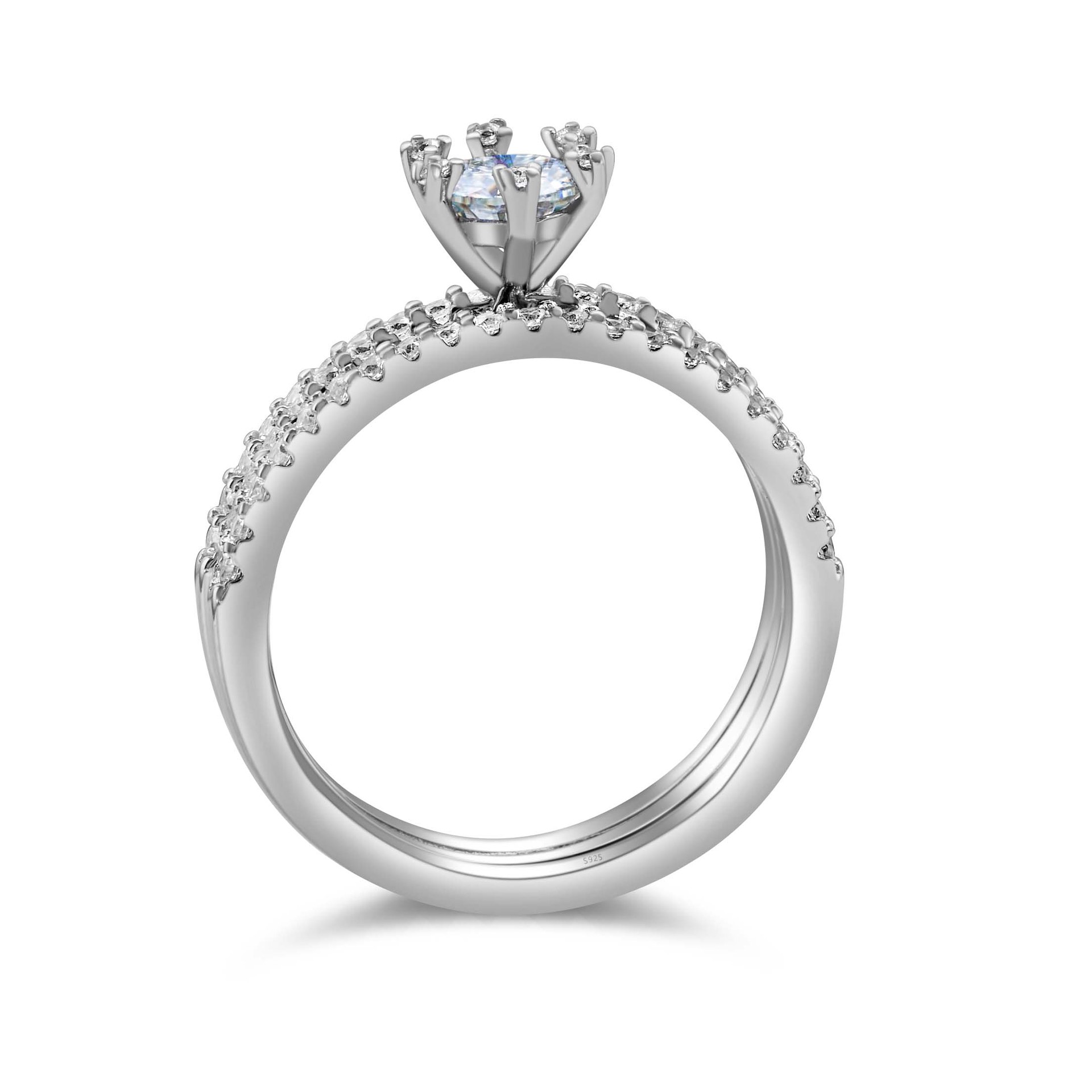 Nuevo 925 plata esterlina platada pt950 oro 50 puntos de diamante de mosan anillo de fila tres anillo multi-variable caliente transfronterizo