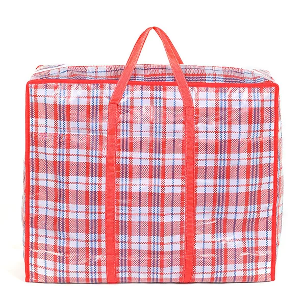 Cross-border wholesale moving bag extra large thickened pe Plaid packing bag extra large plaid bag travel bag woven bag