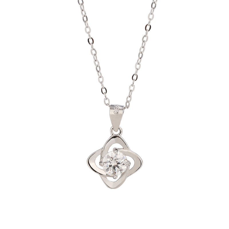 999 plata esterlina collar de diamantes de mozan de lujo ligero para mujeres inins nicho de alta sensación colgante de cuatro hojas simple cadena de clavícula versátil