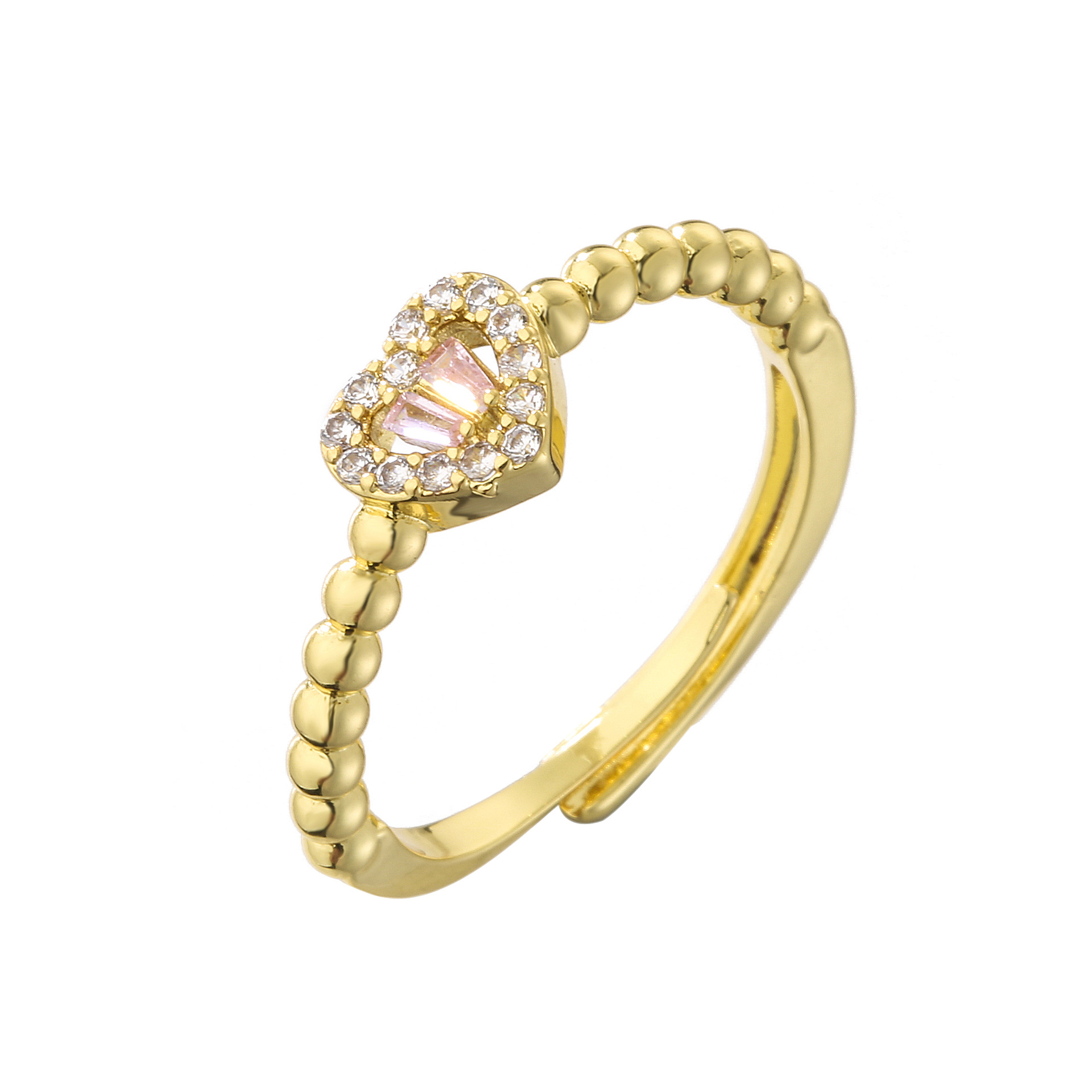 Women'S Gender Plating Design Copper Plating Heart Zircon Copper Rings