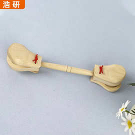 木柄响板奥尔夫乐器幼儿园早教中心教具木质双头响板桦木双头响板
