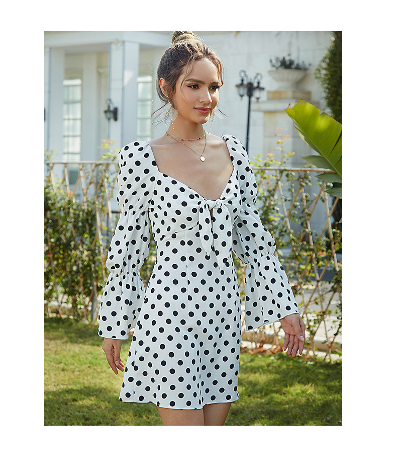 V-Neck Dot Bandage Chiffon Dress nihaostyles wholesale clothing NSGHW84621