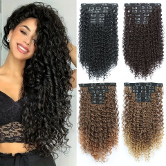 化学繊維ウィッグピース 60cm ロングカーリーヘアクリップオンナチュラルファッション黒人女性の小さなカーリーヘアエクステンションピース
