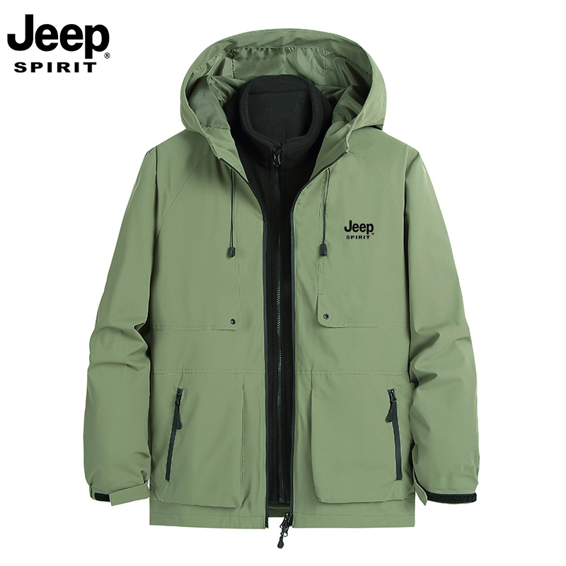 JEEP SPIRIT Jeep Jacket for Men and Women, Autumn and Winter Windproof and Waterproof 3-in-1 Jacket, Supports Group Purchase and Customization