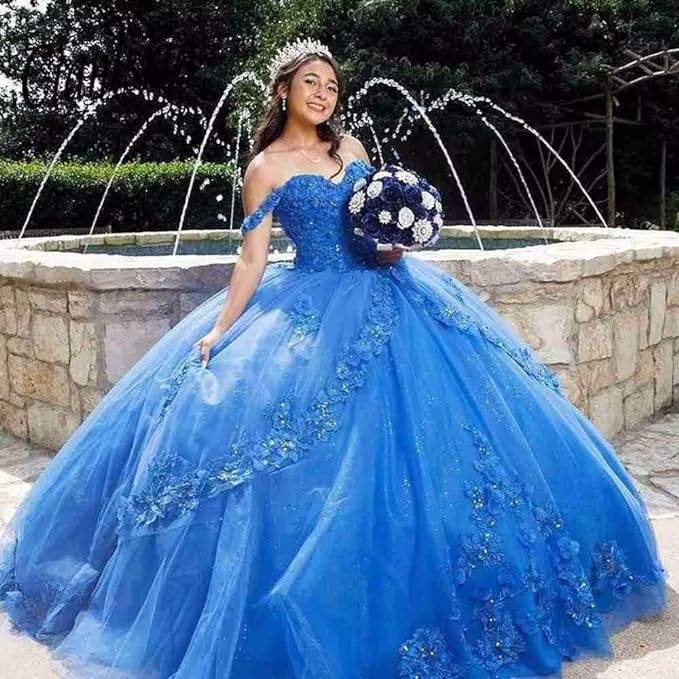 Colorful Yarn Vocal Solo Performance Dress 2026 Blue Three-Dimensional Floral Art Exam Puffy Skirt with Train Heavy-Duty Performance Costume for Women