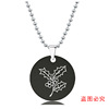 Necklace stainless steel, pendant engraved, European style, flowered, Birthday gift