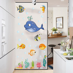 卡通兒童房海洋魚海豚裝飾牆貼畫嬰兒游泳館浴室衣櫃筆記本貼紙
