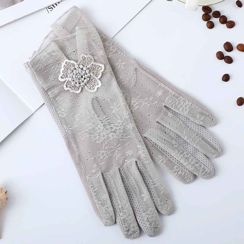 Guantes de protección solar de primavera y verano guantes de pantalla táctil de encaje conducción de las mujeres transpirable al aire libre protección solar guantes de equitación