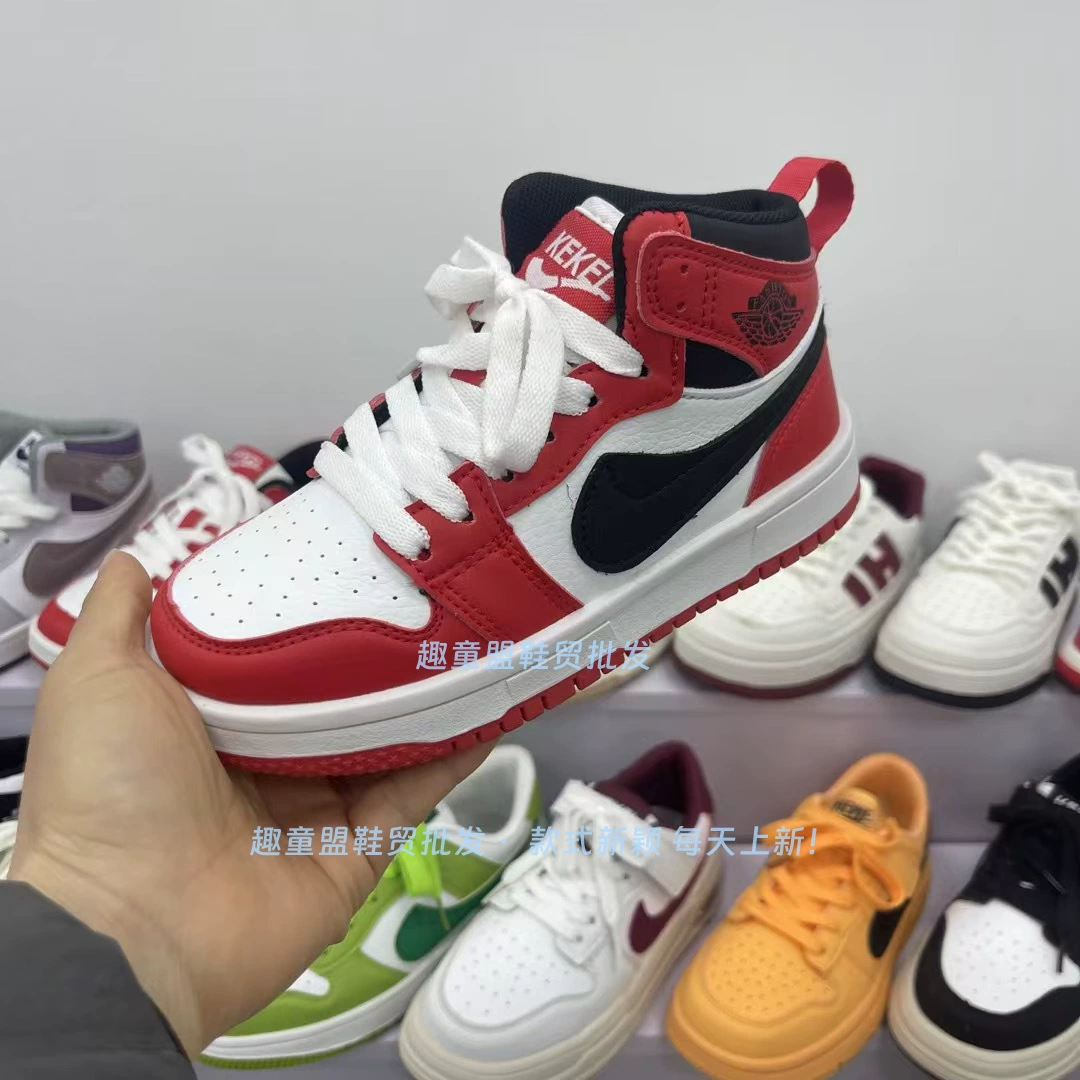 Спортивная обувь для мальчиков 2025 весна и осень новая кожаная водонепроницаемая детская повседневная обувь приливная обувь AJ высокая детская обувь