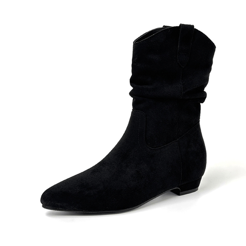 Botines de Tacón Grueso con Punta para Mujer de 6 cm de Terciopelo con Aumento para Otoño e Invierno image 6