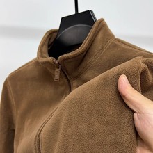 抓绒衣男双面摇粒绒纯色开衫卫衣男冬季保暖休闲立领夹克外套