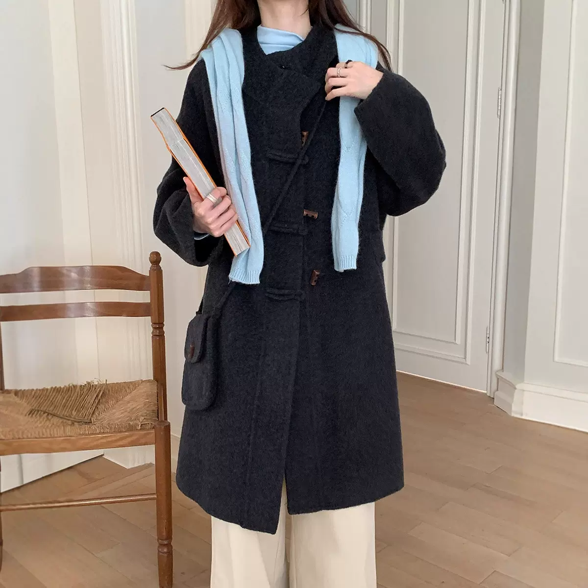 复古盘扣羊毛大衣女2025秋冬季新款韩系高级感百搭双面毛呢外套