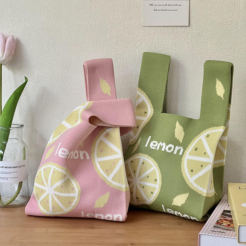 Ins nuevo bolso de mujer, bolso de punto de estilo de fruta, bolso de mano, bolso de hombro, bolso de cubo, bolso de regalo de mano
