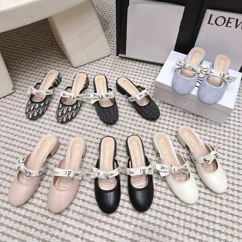 26 new models of letter-patterned ribbon bow ballet mules for women, French-style closed-toe mules with soft soles for casual wear 26 new models of letter-patterned ribbon bow ballet mules for women, French-style closed-toe mules with soft soles for casual wear