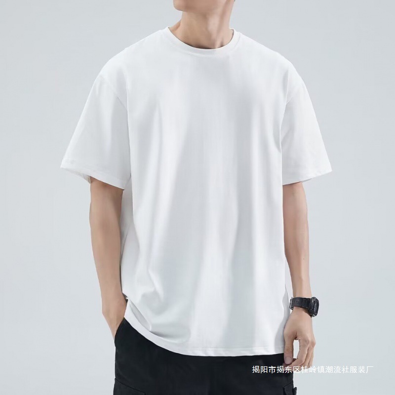New solid color short-sleeved T-shirt men's ins fashion brand European and American hip-hop round neck bottoming shirt jacket summer short-sleeved wholesale