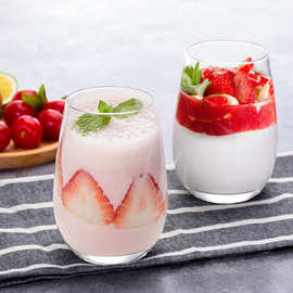 乐美雅透明玻璃INS慕斯杯家用水杯创意大肚果汁酸奶饮料奶昔杯子