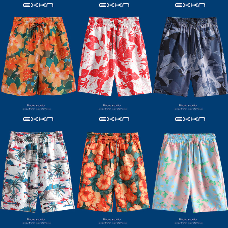 Hawaiian Flower Shorts Men's Summer Trendy Brand Printed Pants Thin Loose Casual Floral Lovers Beach Pants