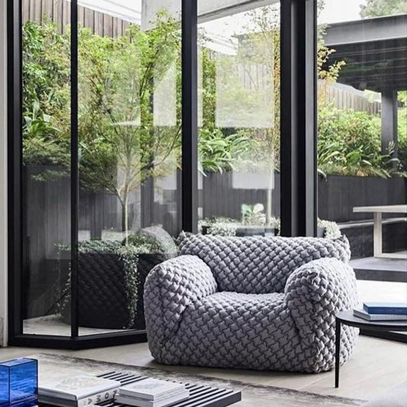 Diseñador de red azul grasa sofá silla sala de estar balcón sofá de tela individual italiano silla de relajación perezosa minimalista