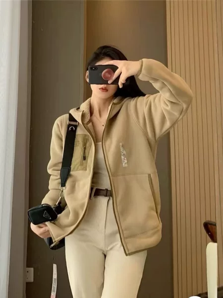 Autumn and Winter Double-Sided Fleece Hooded Jacket, Unisex Thickened Zippered Casual Versatile Jacket