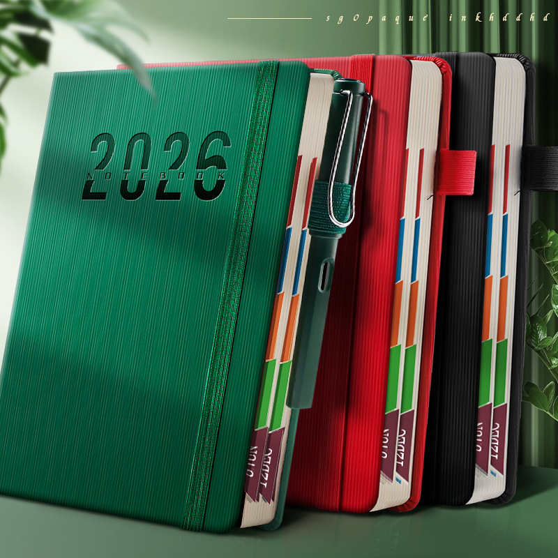 Agenda 2026 Cuaderno de notas Plan diario Cuaderno de notas Calendario Manual de tarjetas perforadas Gestión de eficiencia Autodisciplina