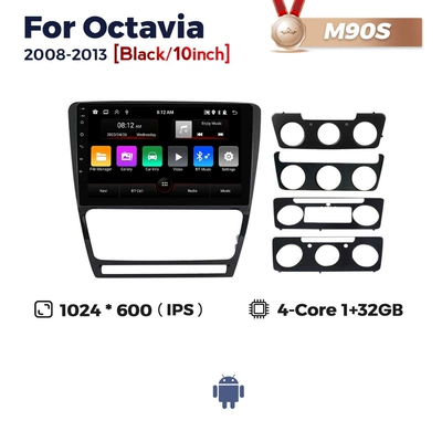 DVD Navigation | for Skoda Octavia Skoda - black-m90s-1-32-quad-core-wifi-edition