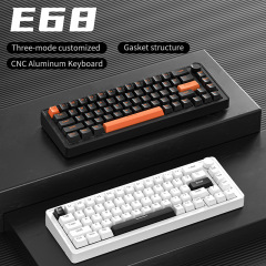 E68三モードアルミクランク机械キーボードガスケット构造ワイヤレスbluetooth RGBホットプラグeゲームキーボード
