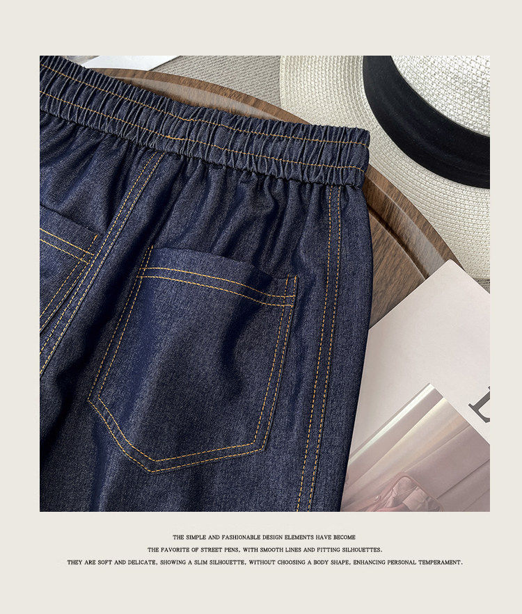 Quần jean nữ ống rộng cạp cao vải denim mỏng nhẹ dáng suông — Đen - Loại thông thường chi tiết 22