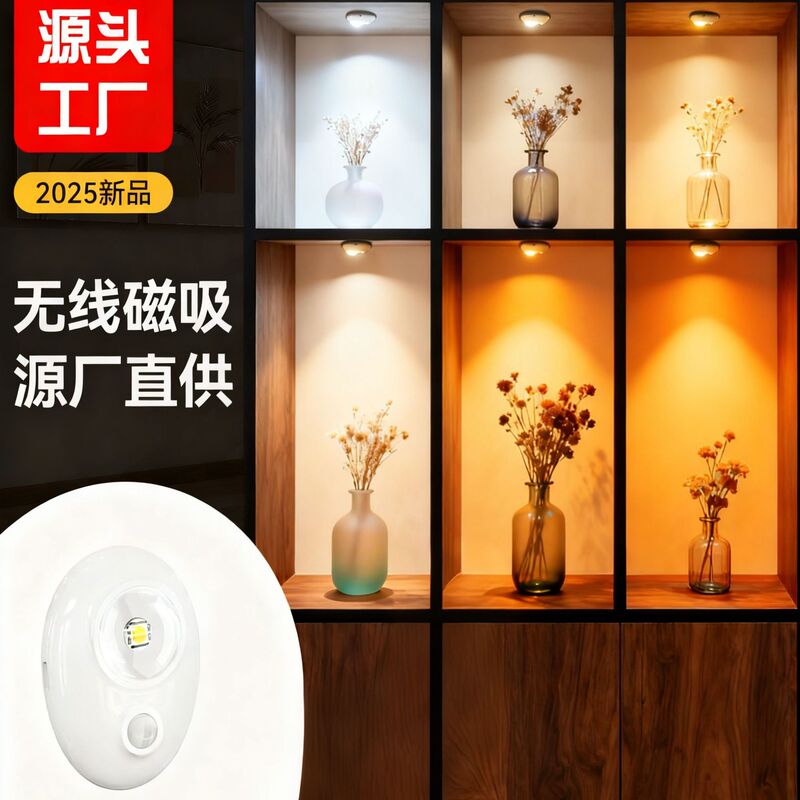 Smart Wireless Led Rechargeable Spotlight Hill Sensor Wine Cabinet Sensor Light Cat Eye Light Night Light