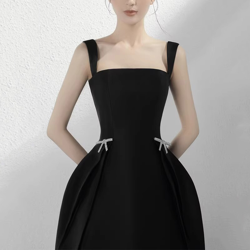 Diseño de nicho francés, vestido de noche con tirantes de satén blanco, fiesta de cumpleaños, temperamento, generalmente puedes usar vestidos