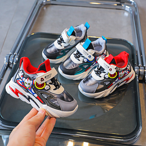 Children's sports shoes baby leather boys' sports shoes 2024 winter new style medium and large children's cartoon children's leather shoes