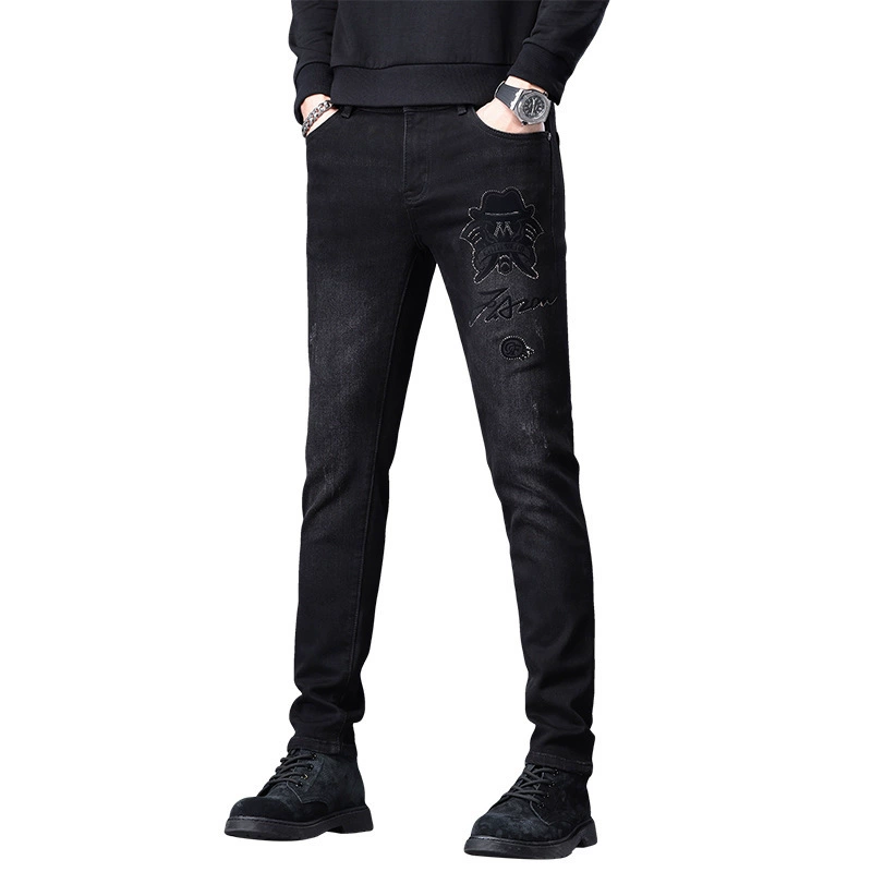 Мужские эластичные джинсы, штаны, slim fit