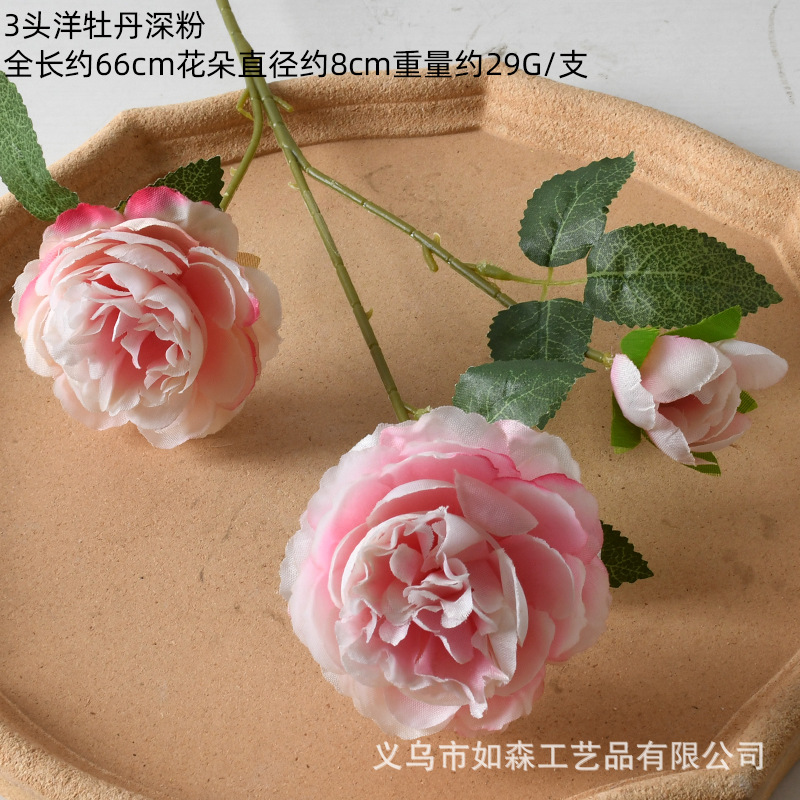 3 peonías rosa oscuro