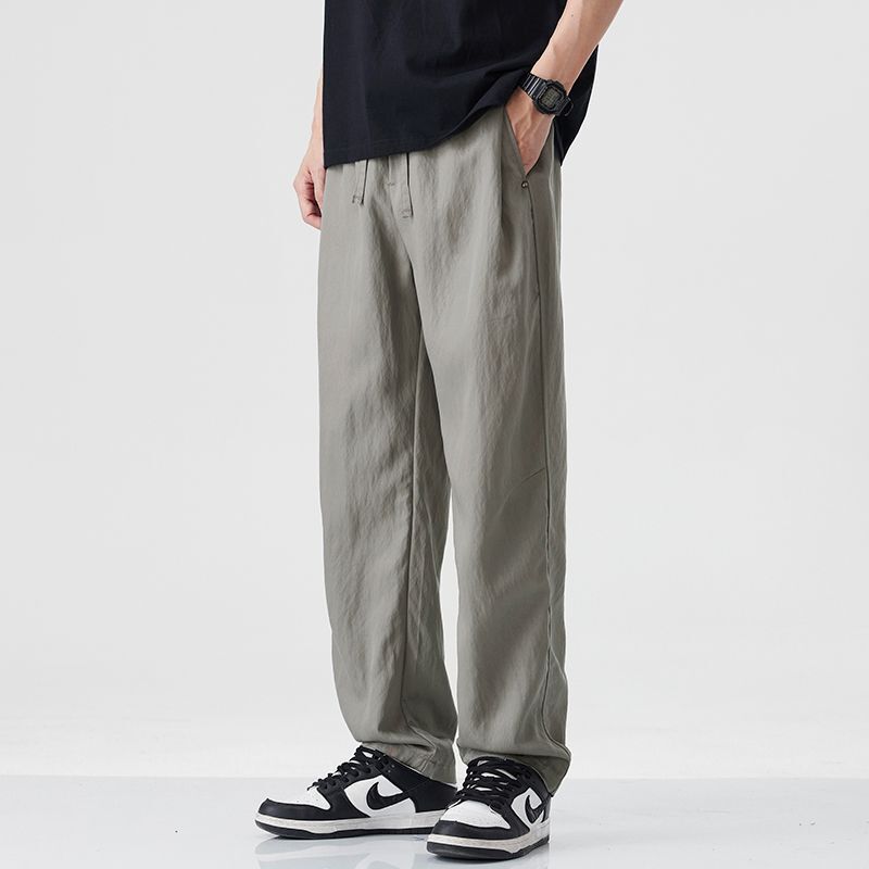 2025 Spring and Summer Casual Pants Men's Outdoor Quick-drying Breathable Cool Straight Drawstring Loose Thin Pants for Men