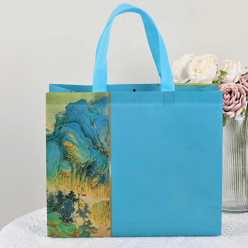 Chinese Style Ink Painting Non-woven Bag Women's Handheld Hanfu Tang Suit Cheongsam Gift Bag Printed LOGO Clothing Bag
