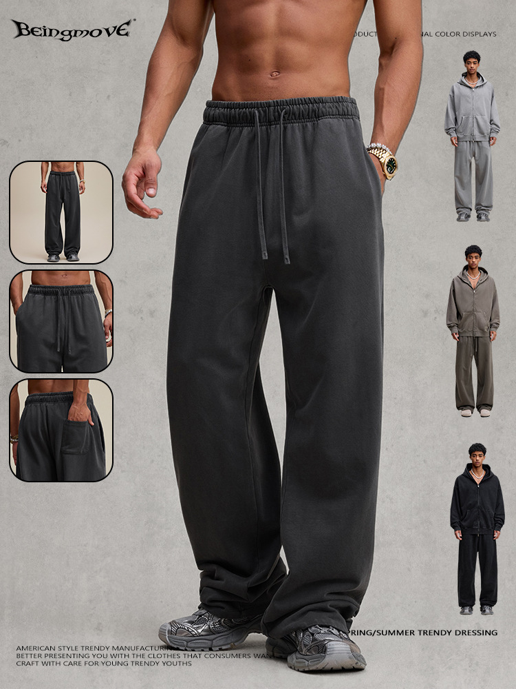 Calle secada| Otoño de 2025 marca de moda europea y americana FOG color grande pantalones rectos pesados pantalones largos casuales para hombres